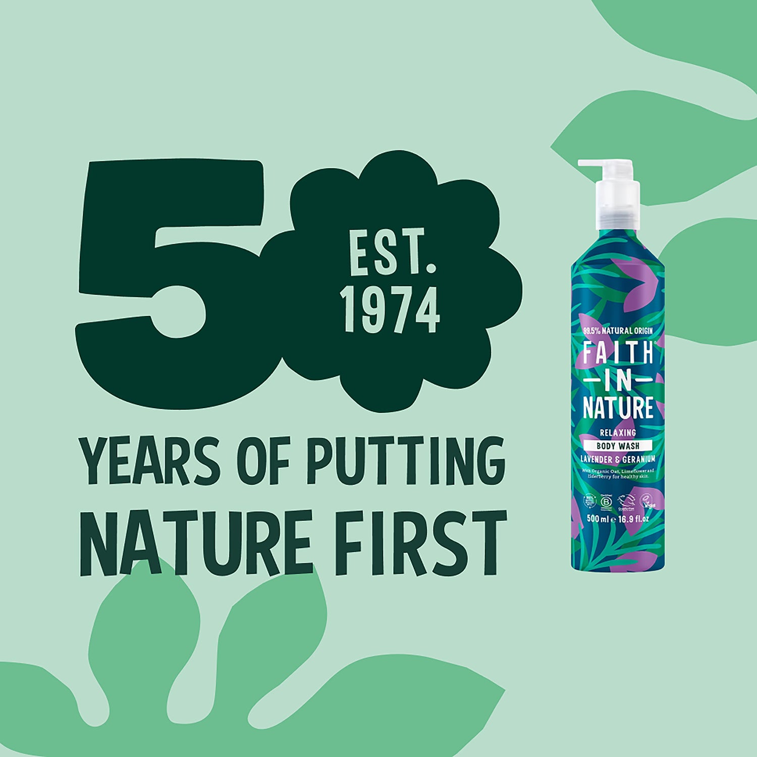 Faith In Nature lavender geranium body wash 500ml, imported from the UK
