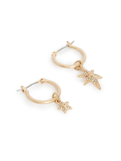 Boucles d'oreilles créoles célestes avec étoiles pendantes et fermeture à clip
