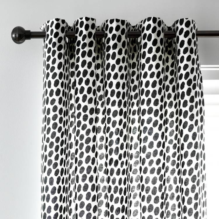 Habitat dalmatian print curtains black white 117x137cm, imported from the UK
