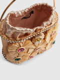 River Island Brown Gem Raffia Flower Basket Bag, UK version