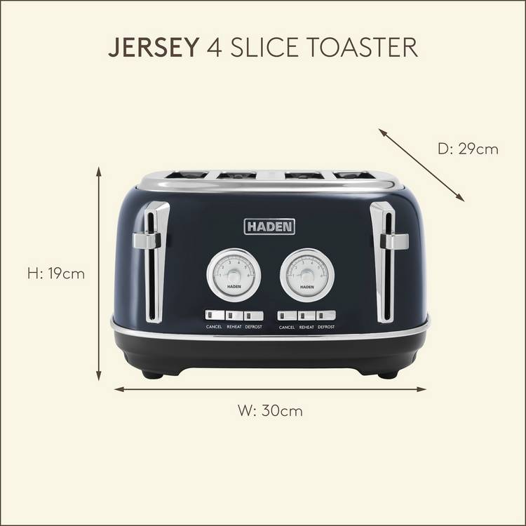 Haden Jersey 4 Slice Toaster Steel Blue, UK version