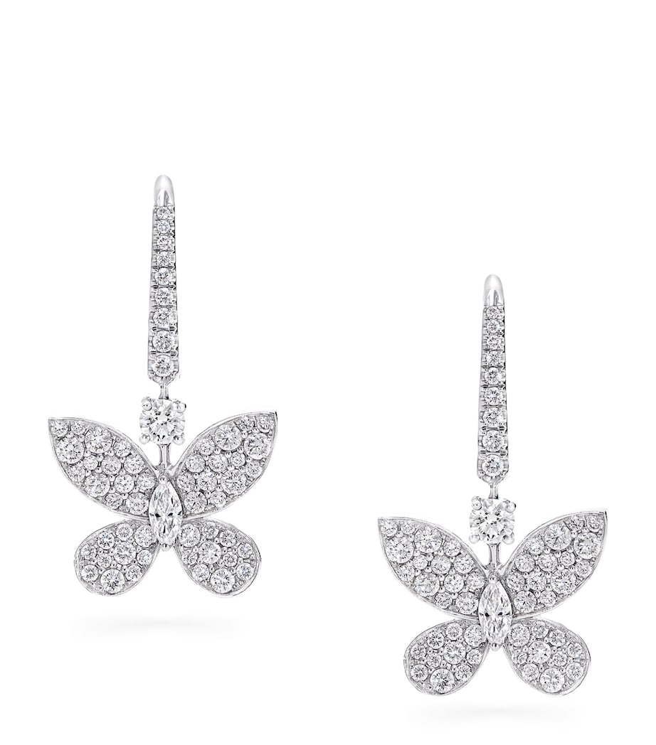 Graff white gold diamond butterfly drop earrings - British product