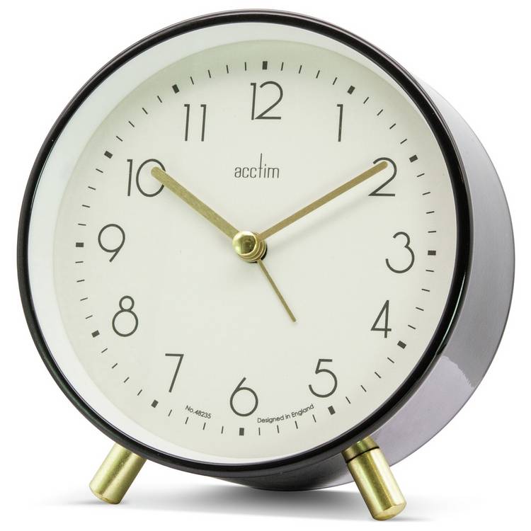 Acctim Fossen metal alarm clock black (British brand)