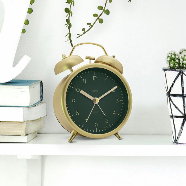 Acctim Aksel double bell alarm clock brass, imported from the UK