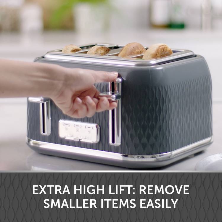 Breville Curve 4-slice toaster grey and chrome, imported from the UK