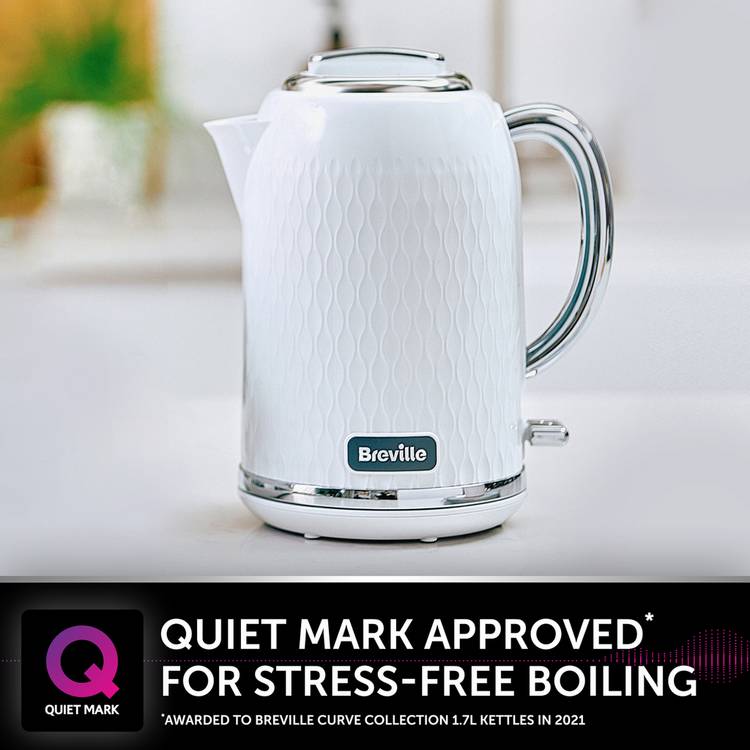 Breville Curve Kettle white and chrome 1.7L, imported from the UK
