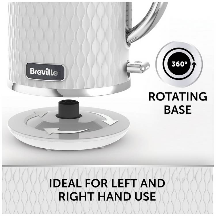 Breville Curve Kettle white and chrome 1.7L, imported from the UK