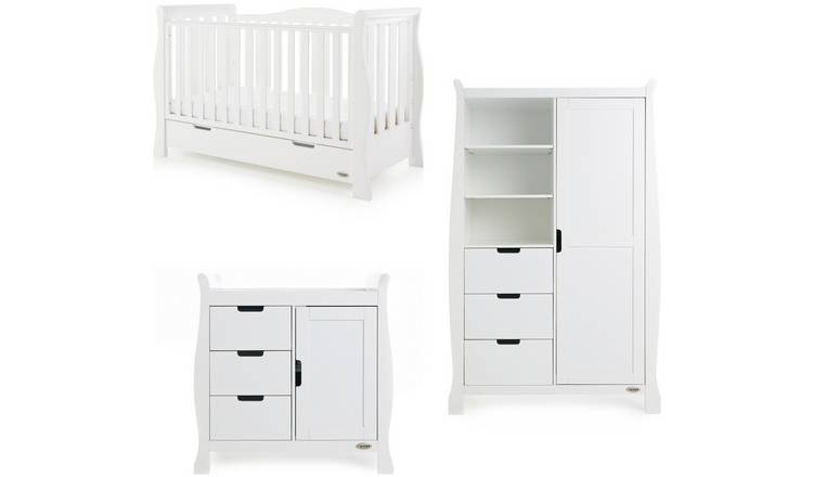 Obaby Stamford Luxe Sleigh 3 Piece Nursery Set - White