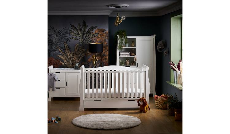 Obaby Stamford Luxe Sleigh 3 Piece Nursery Set - White