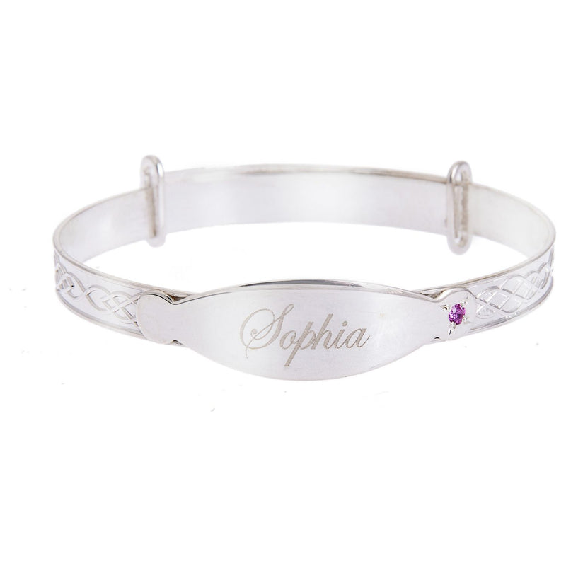 Revere sterling silver baby bangle with cubic zirconia, imported from the UK