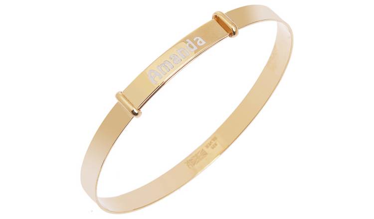 Revere 9ct Gold Plated Silver Kid's Personalised Baby Bangle