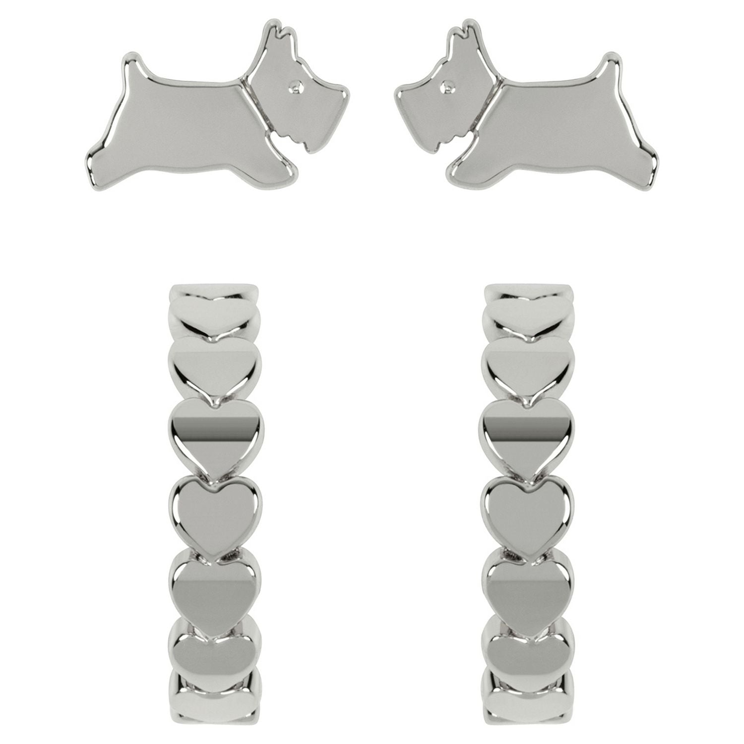 Radley silver-plated heart huggie earrings, imported from the UK