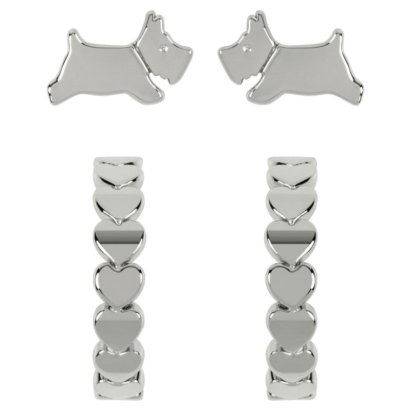 Radley silver-plated heart huggie earrings, imported from the UK