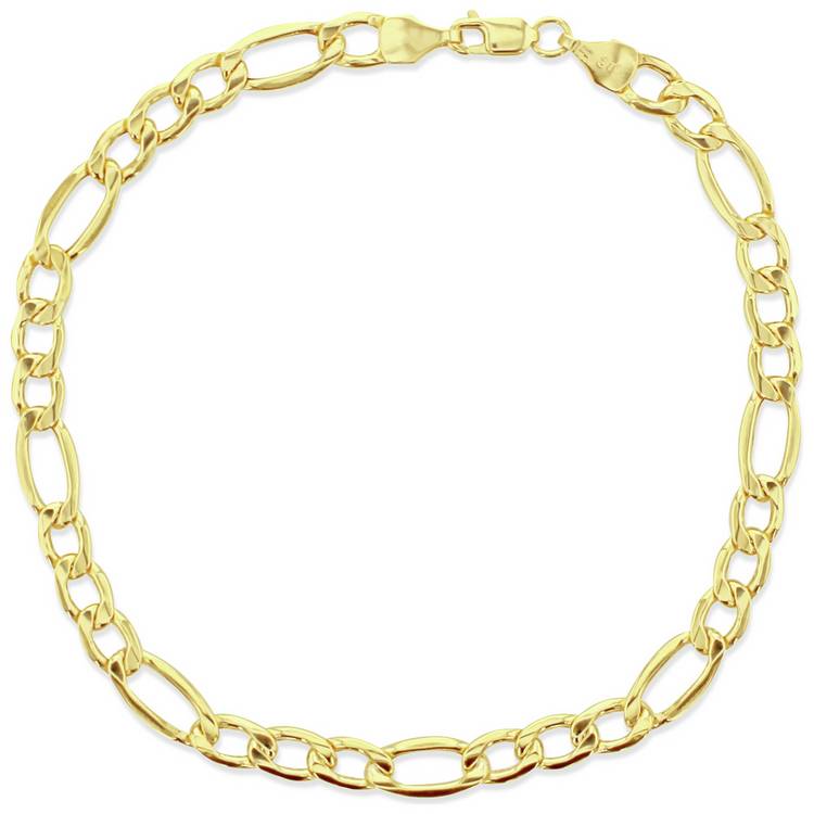Revere 9ct gold Italian diamond cut figaro bracelet, UK version