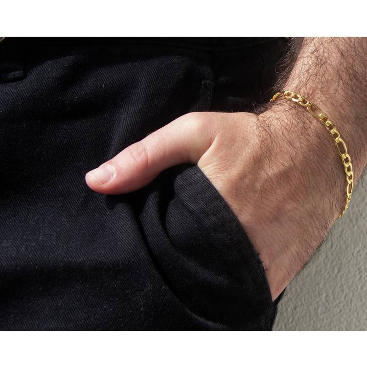 Revere 9ct gold Italian diamond cut figaro bracelet, UK version