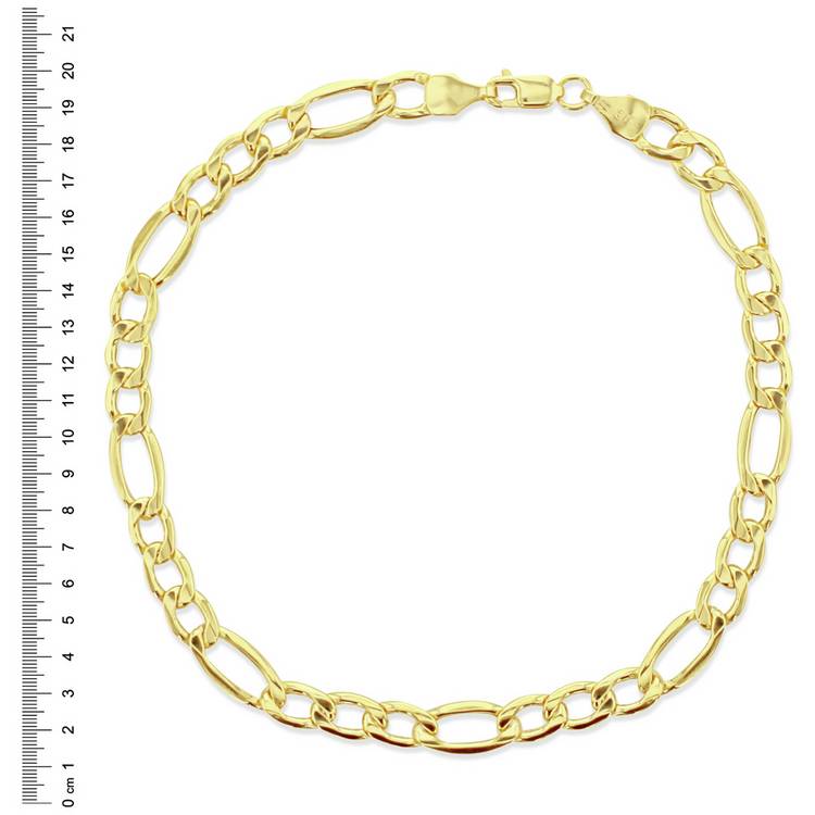 Revere 9ct gold Italian diamond cut figaro bracelet, UK version