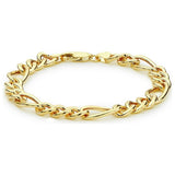 Revere 9ct gold Figaro link bracelet with polished finish (British brand)