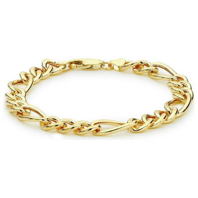 Argos Revere 9ct Gold Italian Diamond Cut Figaro Link Bracelet- Buy online at McGrocer