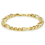 Revere 9ct gold Figaro link bracelet with polished finish (British brand)