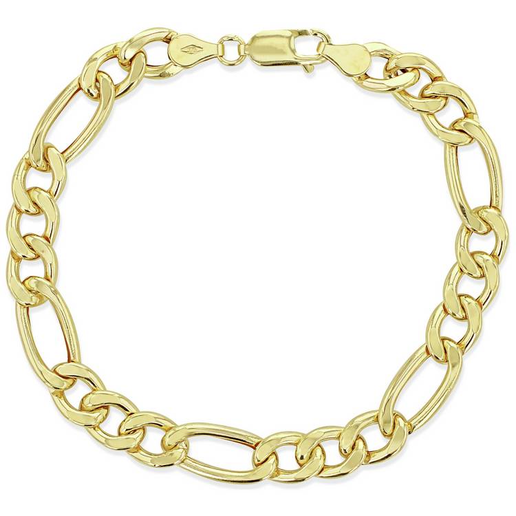 Revere 9ct gold Figaro link bracelet with polished finish (British brand)