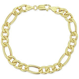 Revere 9ct gold Figaro link bracelet with polished finish (British brand)