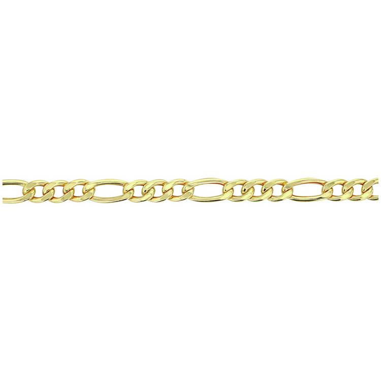 Revere 9ct gold Figaro link bracelet with polished finish (British brand)