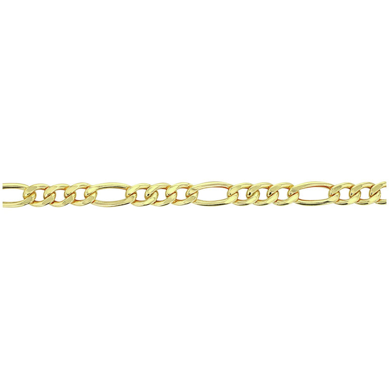 Revere 9ct gold Figaro link bracelet with polished finish (British brand)