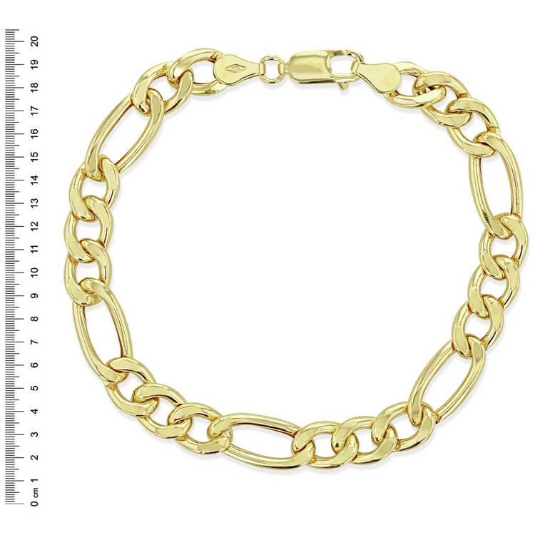 Revere 9ct gold Figaro link bracelet with polished finish (British brand)