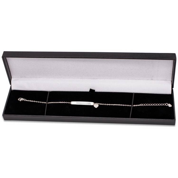 Revere sterling silver personalised heart charm ID bracelet (British brand)