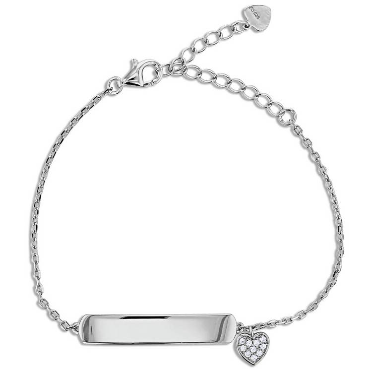Revere sterling silver personalised heart charm ID bracelet (British brand)