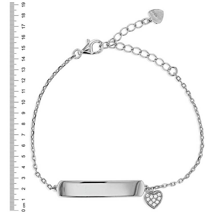 Revere sterling silver personalised heart charm ID bracelet (British brand)
