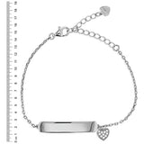 Revere sterling silver personalised heart charm ID bracelet (British brand)