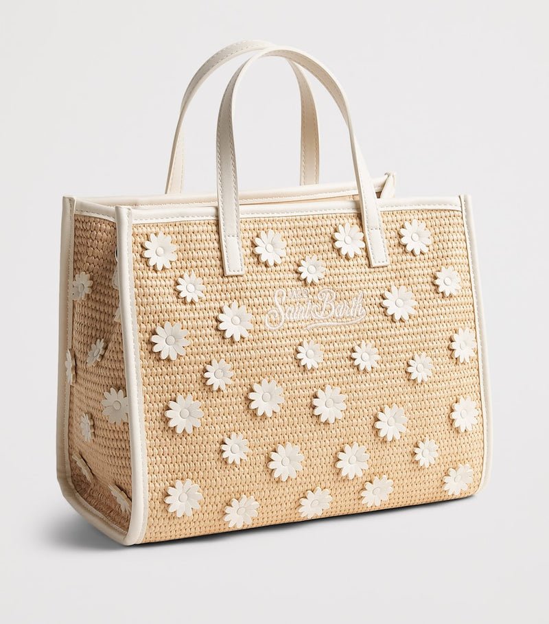 MC2 Saint Barth kids straw Vivian daisy tote bag (British brand)