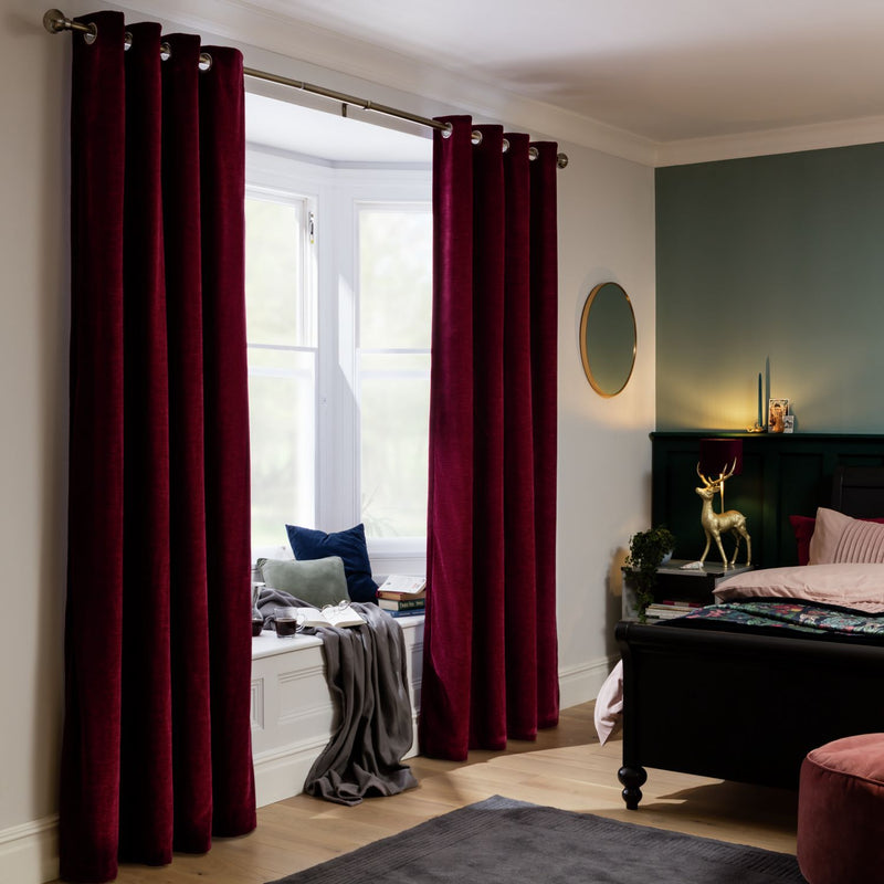 Habitat Thermal Chenille Blackout Eyelet Curtains - Berry -168x229cm
