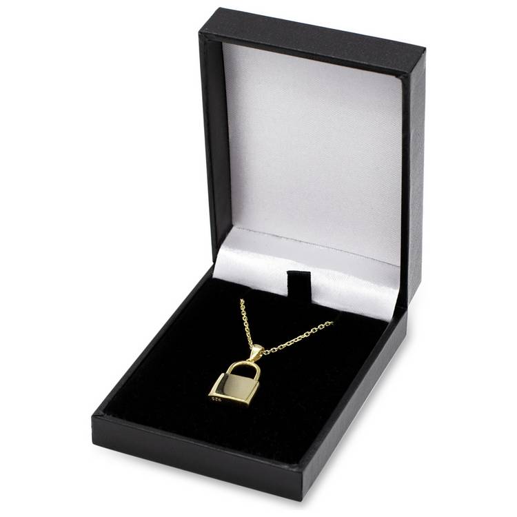 Revere gold plated personalised padlock necklace (British brand)