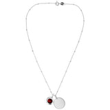 Revere sterling silver pendant with January birthstone and engravable disc, UK version