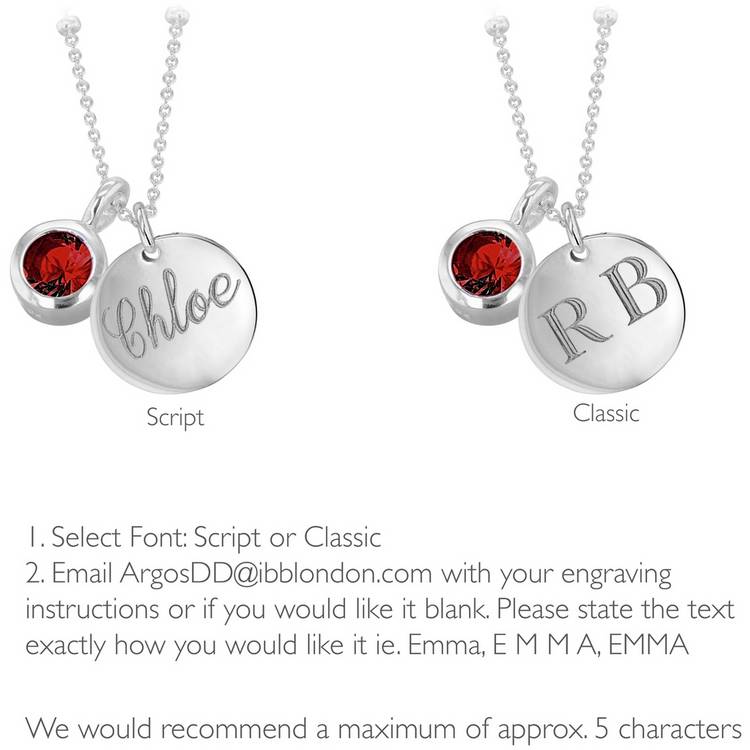 Revere personalised pendant July birthstone cubic zirconia - British product