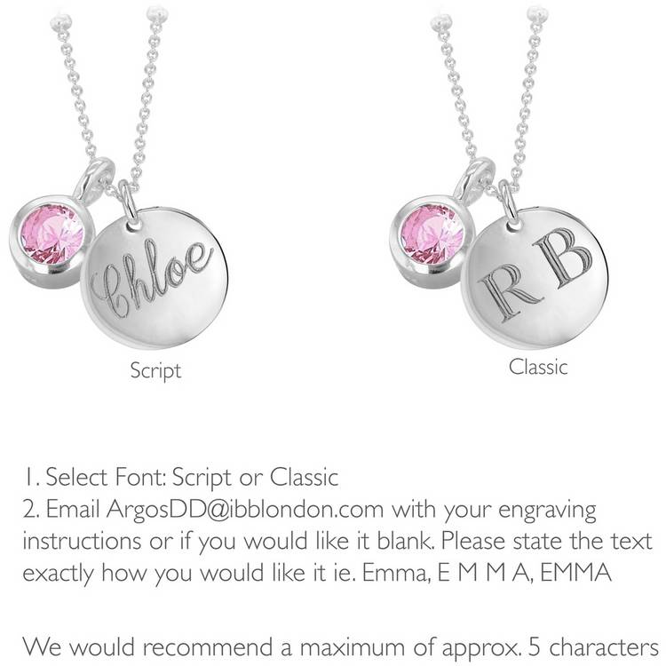 Revere October birthstone personalised pendant necklace (British brand)