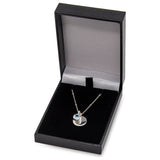 Revere sterling silver December birthstone pendant with personalised disc (British brand)