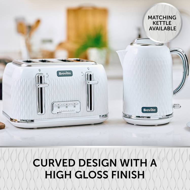 Breville VTT911 Curve 4 slice toaster White and Chrome (British brand)