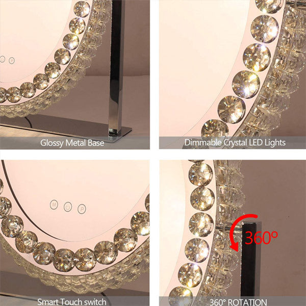 Livingandhome Crystal LED Vanity Mirror 46cm x 51cm, imported from the UK