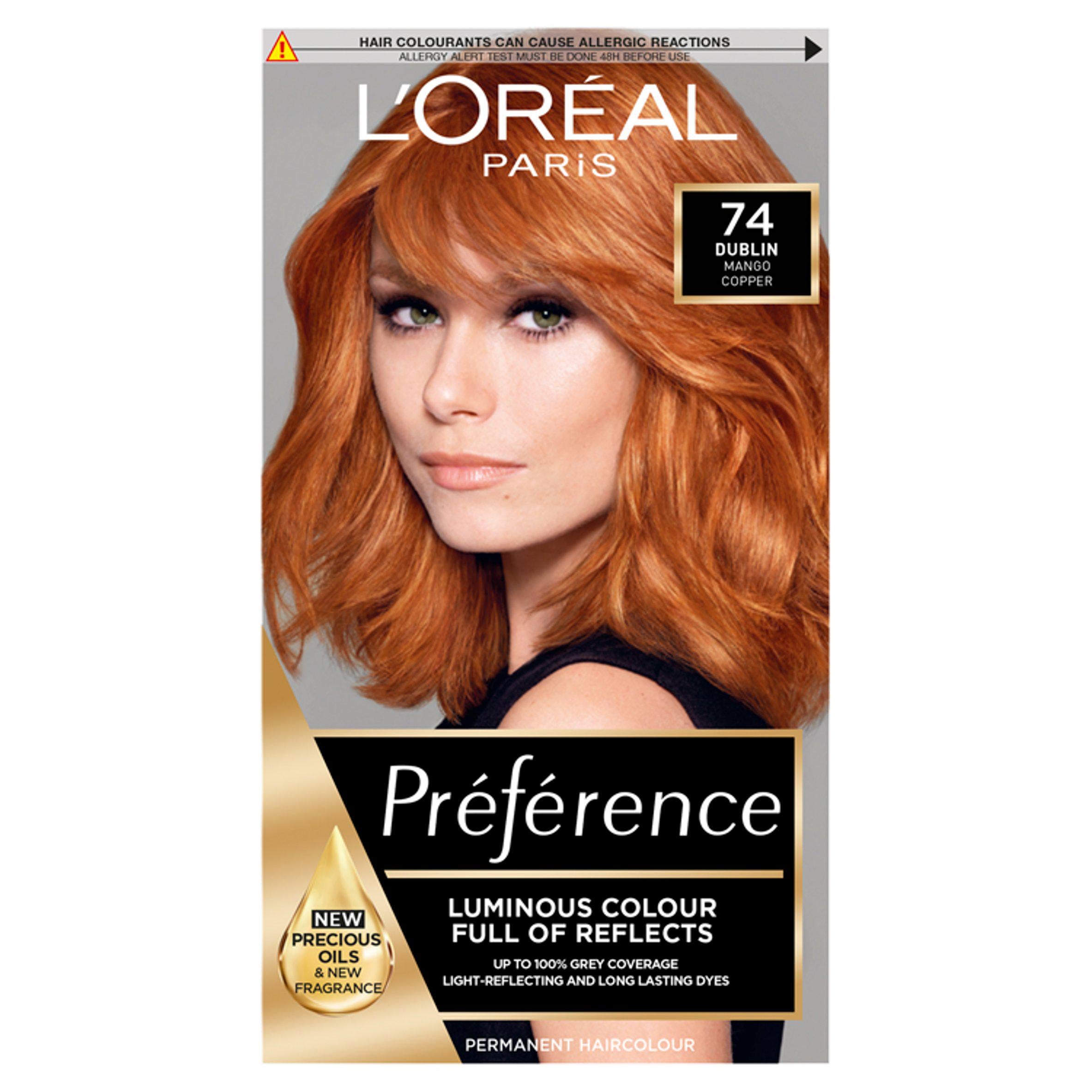 L'Oreal Paris Preference Permanent Hair Dye Mango Copper Red 74 Brunette Sainsburys   