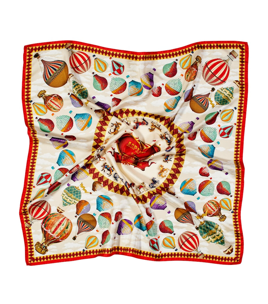 Aspinal of London hot air balloon print silk scarf - British product