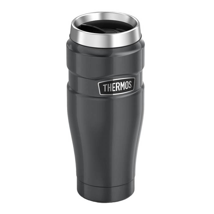 Thermos travel tumbler 470ml gunmetal grey, vacuum insulated - British product