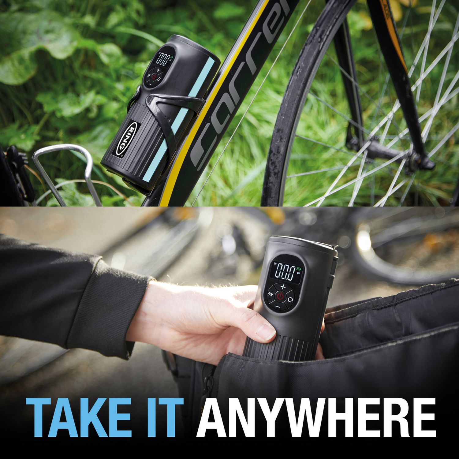 Ring RTC2000 cordless handheld tyre inflator digital display, UK version