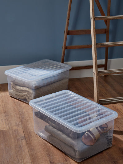 Next Wham Clear Crystal 45L Plastic Storage Box & Lid Set of 2- Buy online at McGrocer