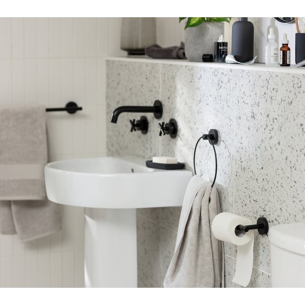 Home metal toilet roll holder matt black, UK version