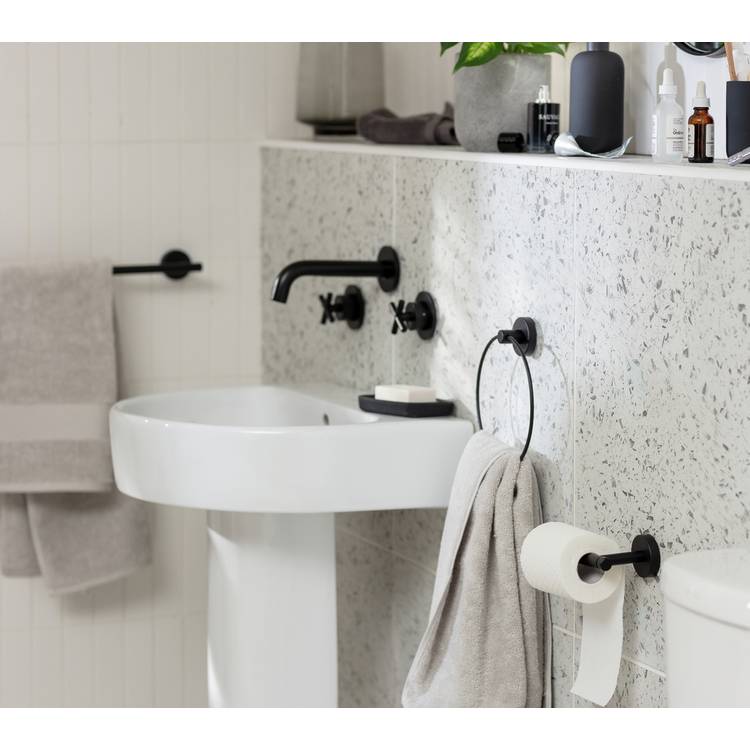 Home metal toilet roll holder matt black, UK version