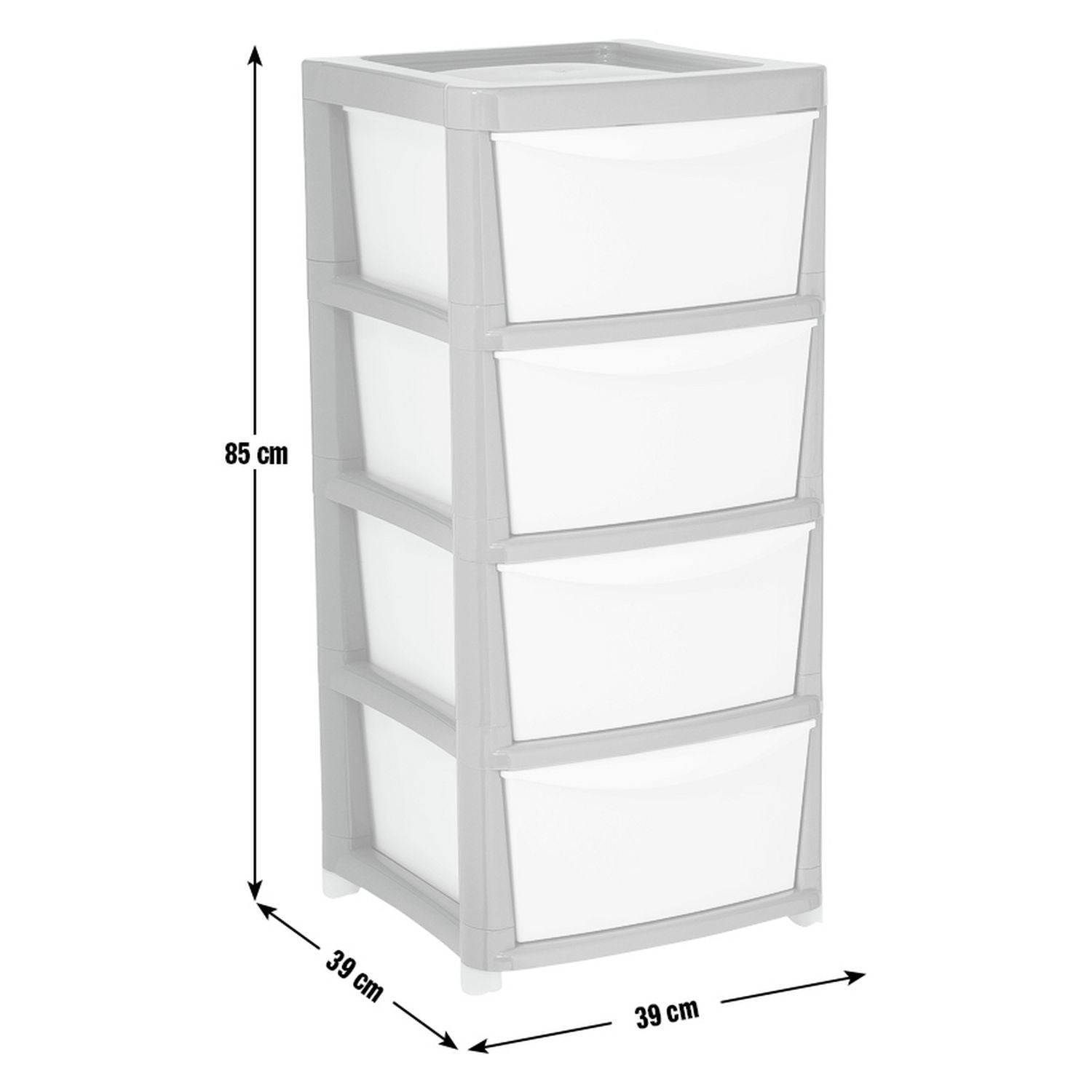 Argos Home 4 drawer plastic storage drawers grey white, UK version