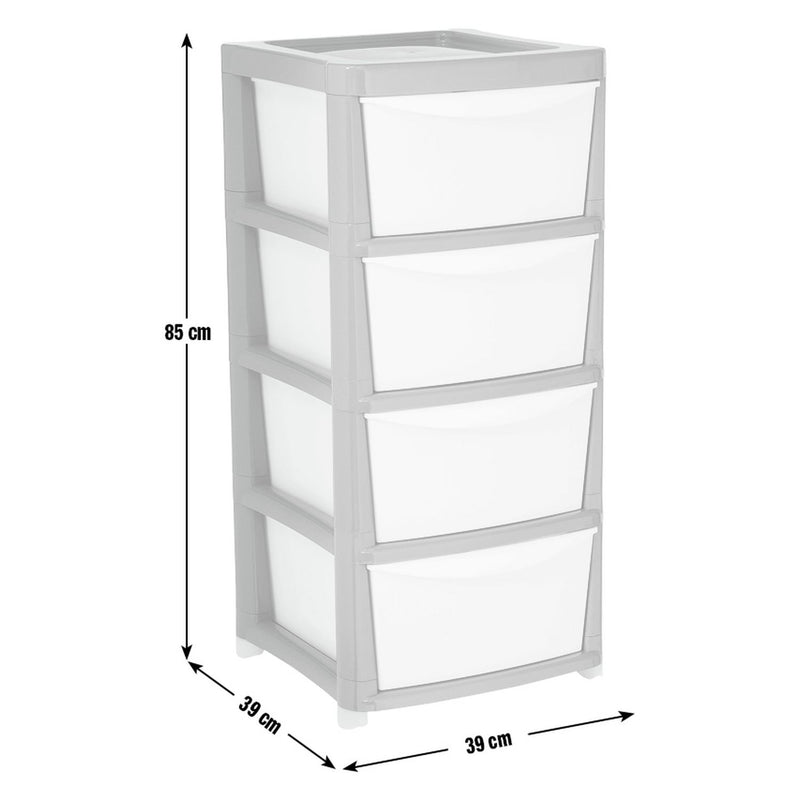 Argos Home 4 drawer plastic storage drawers grey white, UK version